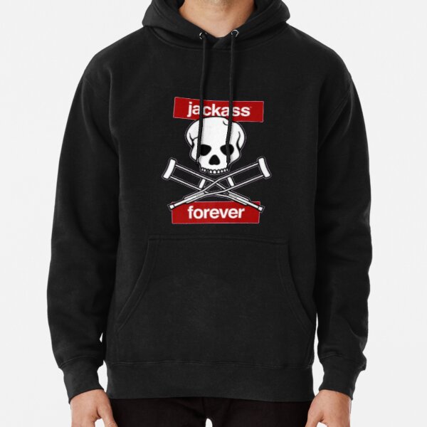 Jackass Forever - Jackass Red Skull And Crutches Warning Logo Pullover Hoodie RB1309 product Offical jackass Merch