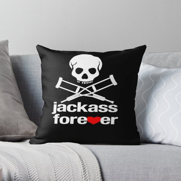 Jackass Forever Skull And Crutches Throw Pillow RB1309 product Offical jackass Merch