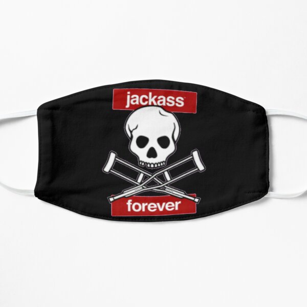 Jackass Forever - Jackass Red Skull And Crutches Warning Logo Flat Mask RB1309 product Offical jackass Merch